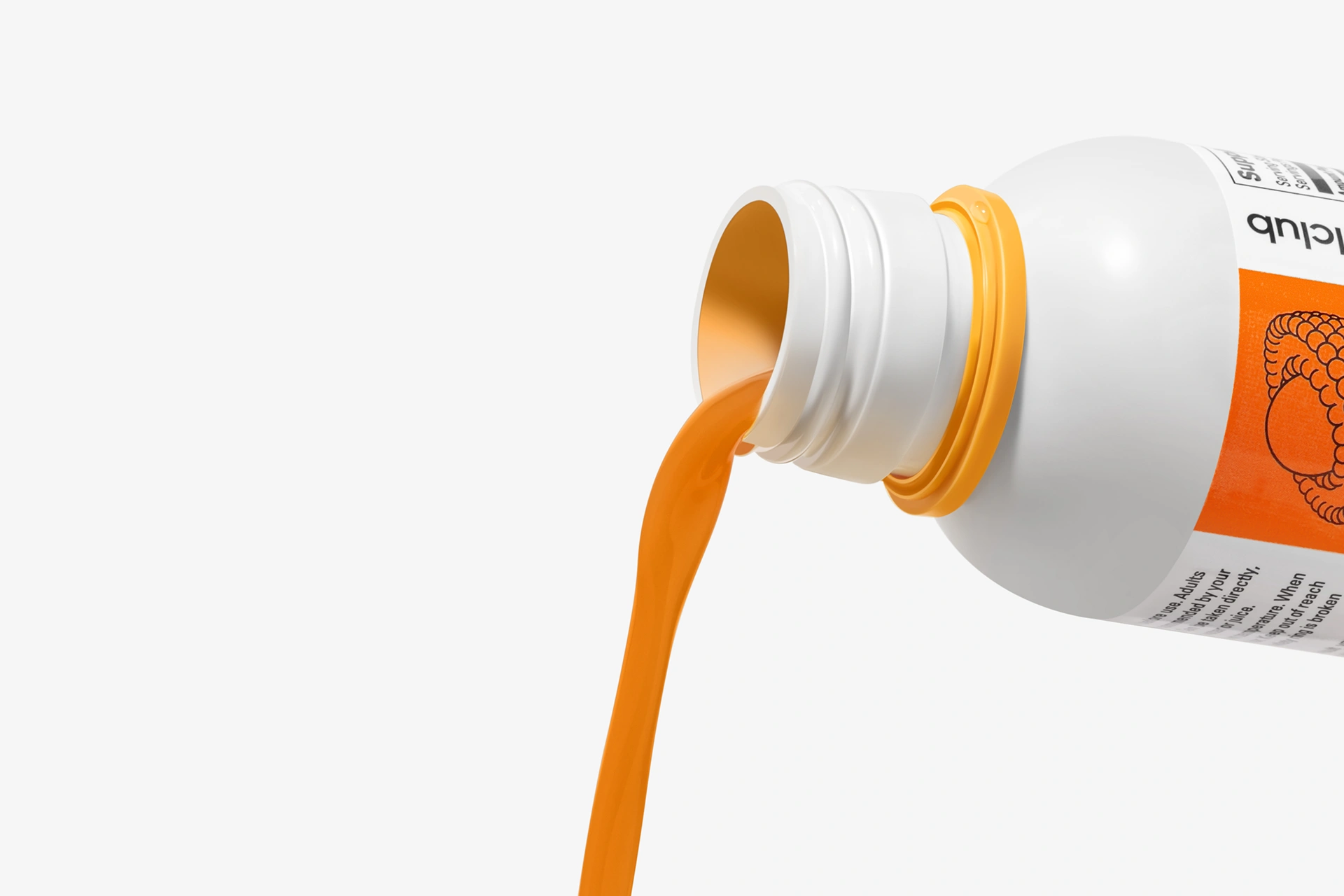 Процесс наливания золотистого Liposomal Curcumin из баночки для ежедневного приема