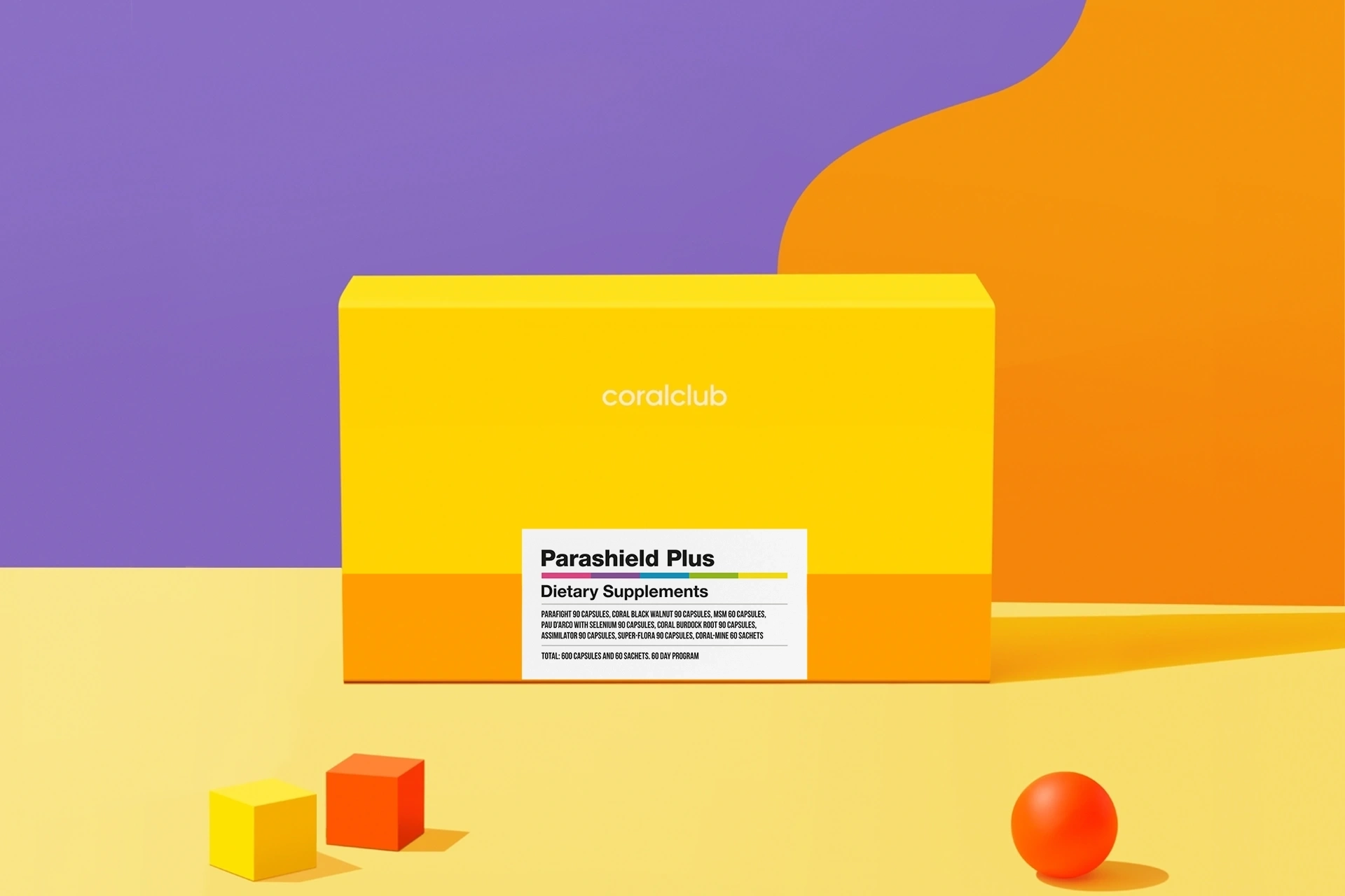 Набор нутрицевтиков программы Parashield Plus на светлом фоне