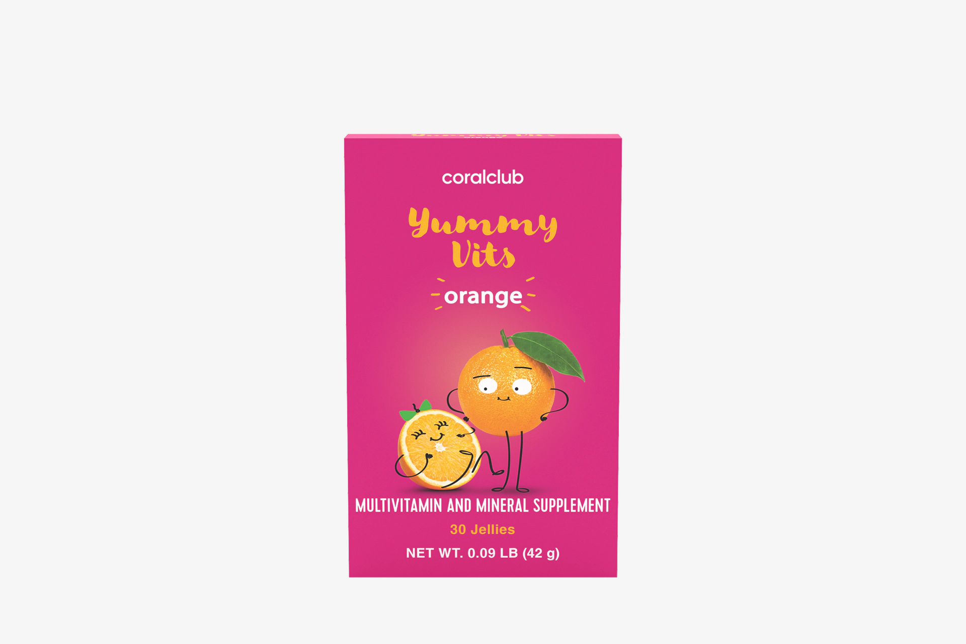 Упаковка жевательных пастилок Yummy Vits Orange в эстетичном лайфстайл-окружении