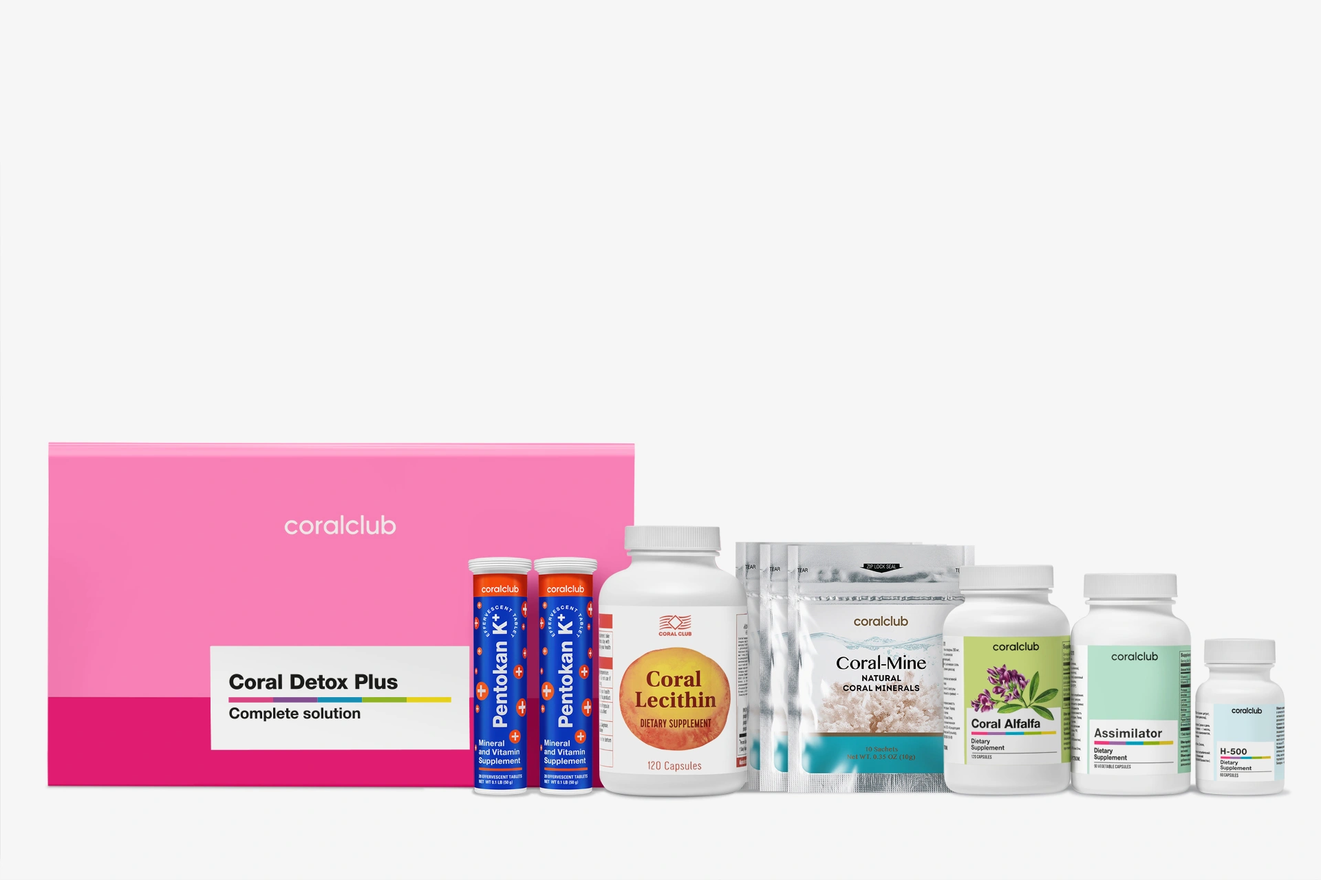 Расположение всех компонентов программы Coral Detox Plus для ежедневного приема